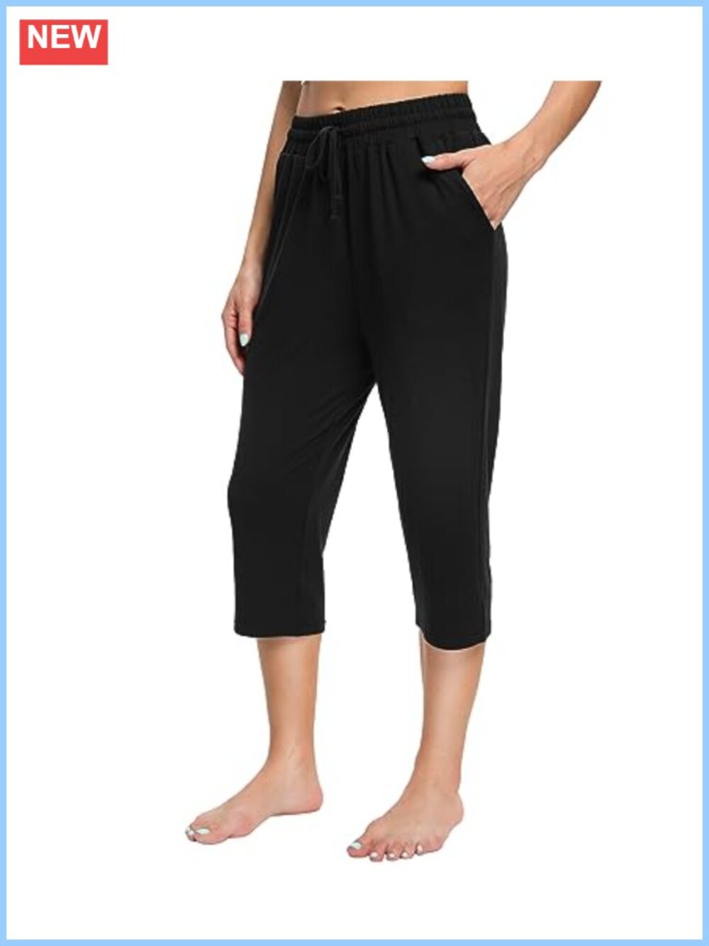 Women's Loose Yoga Capri Pants Drawstring High Waisted Sweatpants with Pockets